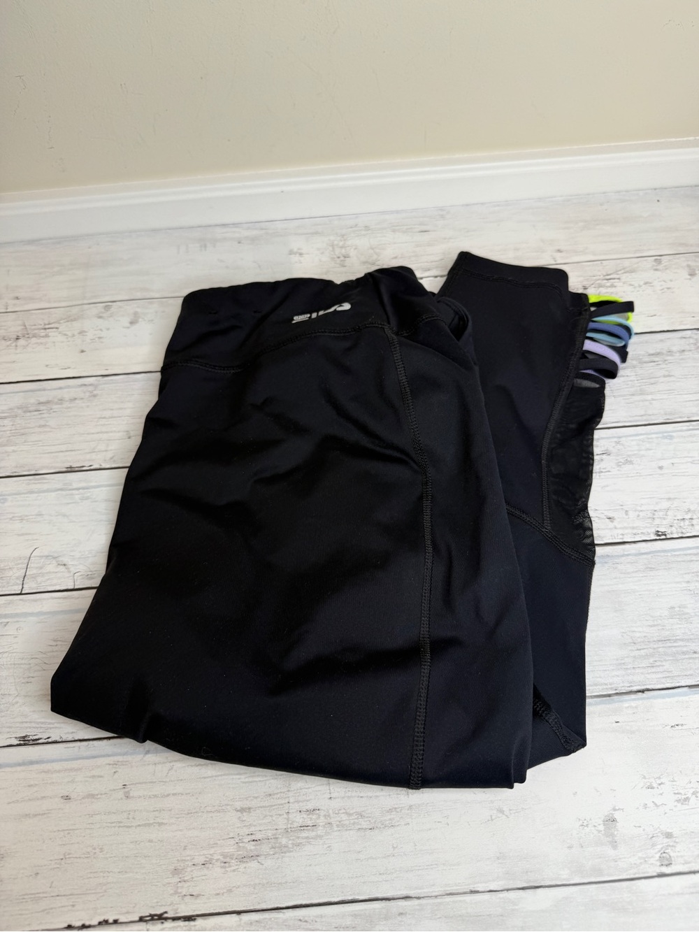 Fila Black Leggings with blue striped accents